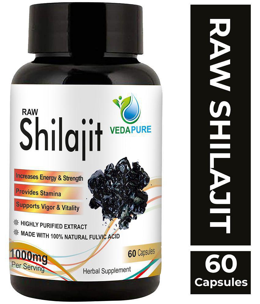 Vedapure Raw Shilajit For Stamina, Immunity for Men & Women - 60 Cap (Pack of 1)