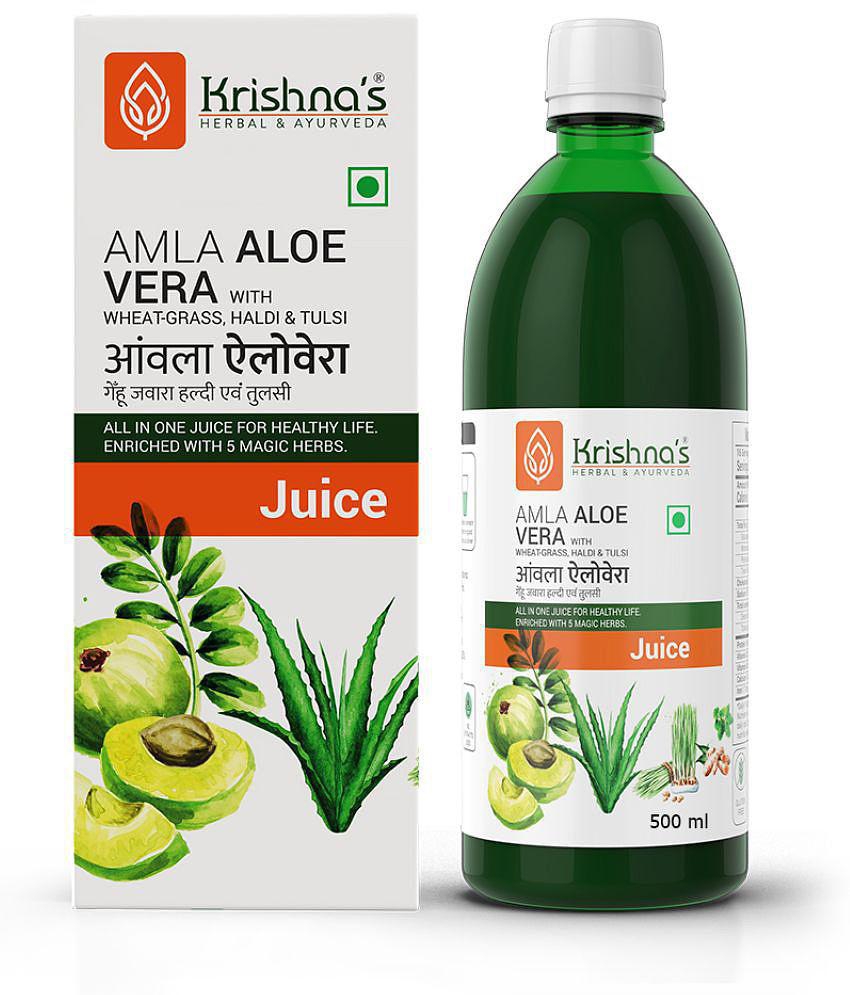 Krishna's Herbal & Ayurveda Amla Aloevera WG Haldi Tulsi Juice 500 ml ( Pack of 2)