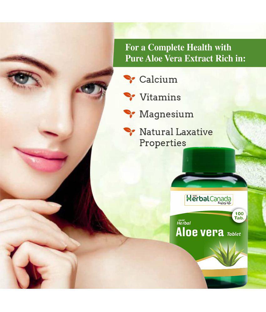 Herbal Canada Aloe vera(100Tab) + Tulsi(100Tab) Tablet 200 no.s Pack Of 2