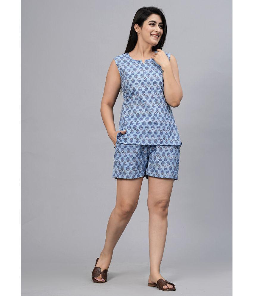 Best Men Frionkandy Blue Cotton Womens Nightwear Nightsuit Sets ( Pack of 1 ) - None 2025 at Sho