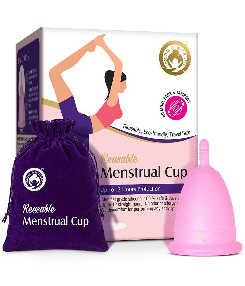 Mom & World Reusable Menstrual Cup For Women, 100% Medical Grade Silicone, Odor and Rash Free, No leakage (Large)