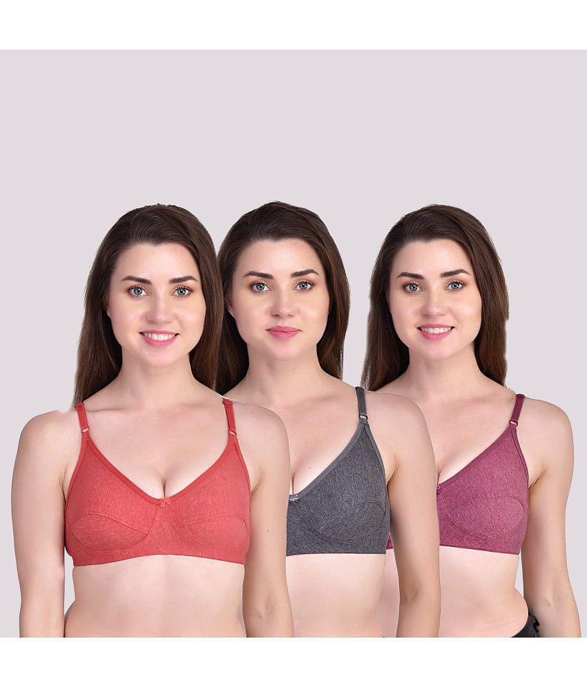 Latest Men Kiran Enterprises - Multicolor Cotton Non Padded Women's Everyday Bra ( Pack of 3 ) -