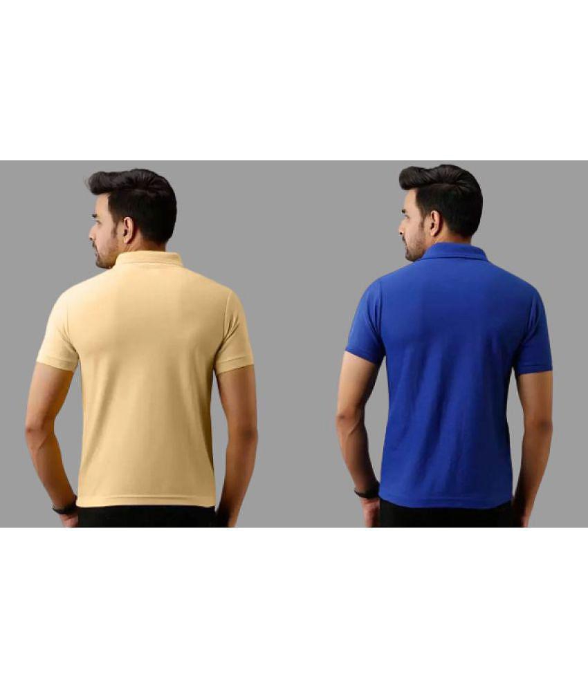 SKYRISE - Multicolor Cotton Blend Slim Fit Men's Polo T Shirt ( Pack of 2 ) - None