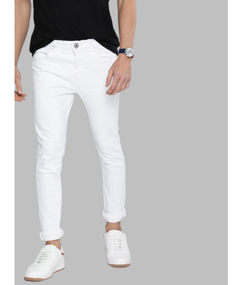 HALOGEN - White Denim Slim Fit Men''s Jeans ( Pack of 1 ) - None