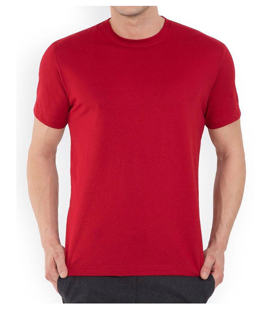 SKYRISE Cotton Red Solids T-Shirt - None