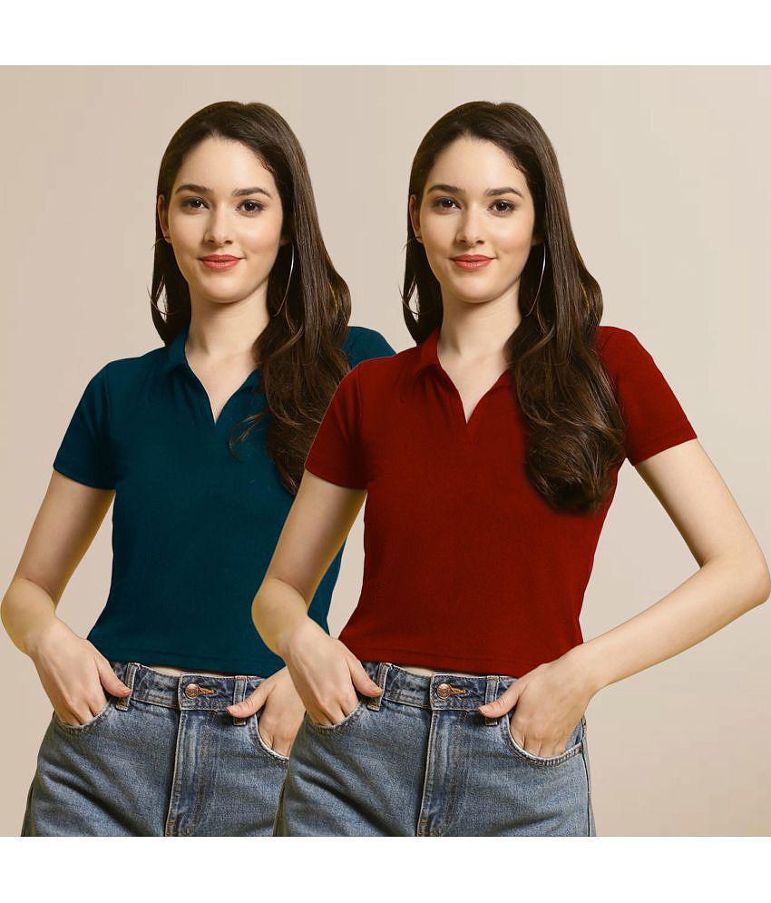 Exclusive Women Fabflee Multi Color Polyester Womens Crop Top ( Pack of 2 ) - None 2025 at ShopC