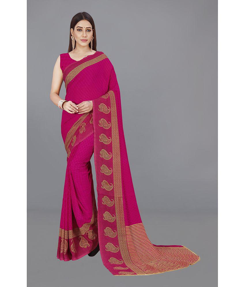 Anand Sarees - Pink Georgette Saree With Blouse Piece ( Pack of 1 ) - Pink