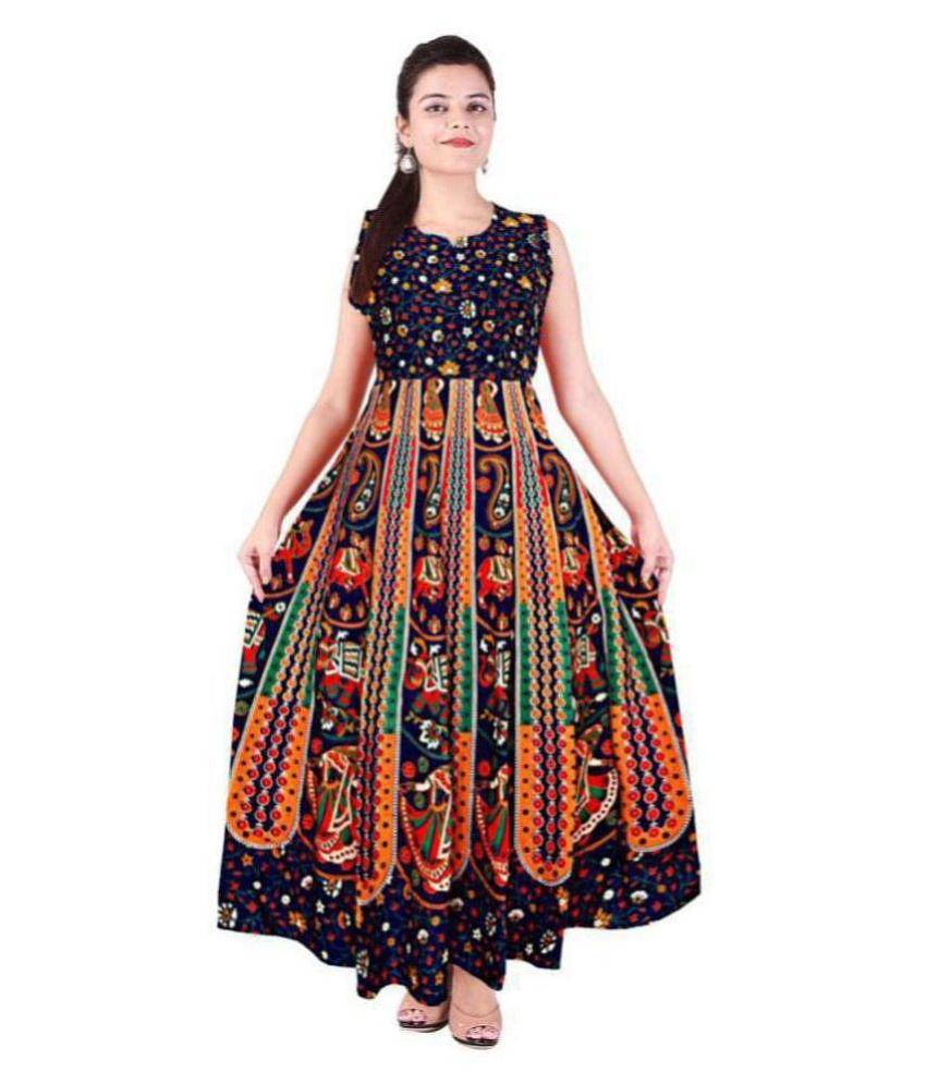 Luxurious Men Frionkandy Cotton Blue A- line Dress - 2XL 2025 at ShopCircuit | ONDC