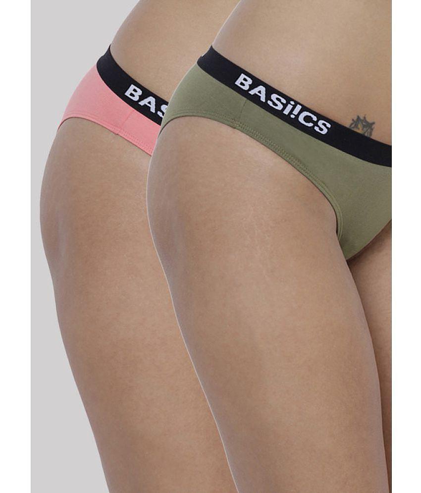 Modern Men BASIICS By La Intimo Pack of 2 Cotton Lycra Solid Womens Bikini ( Multicolor ) BCPBR0