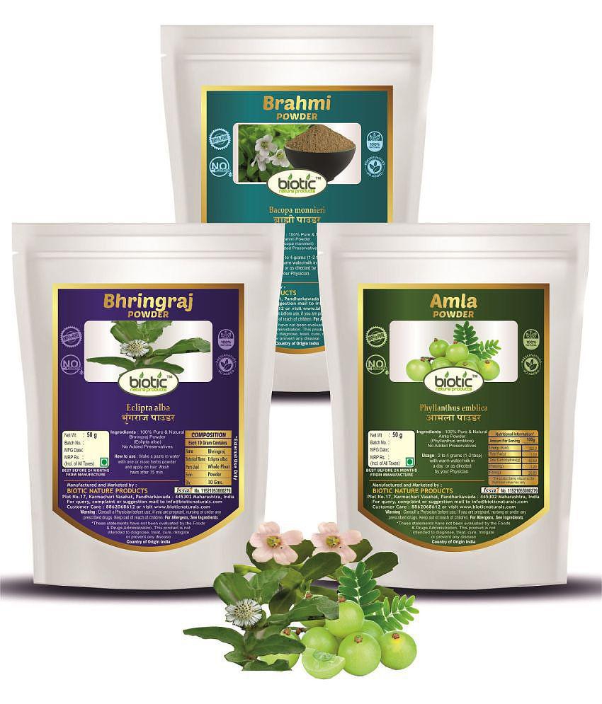 Biotic Brahmi, Bhring raj and Amla Powder (50g Each) 150 gm