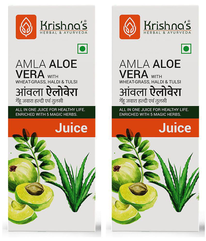 Krishna's Herbal & Ayurveda Amla Aloevera WG Haldi Tulsi Juice 500 ml ( Pack of 2)