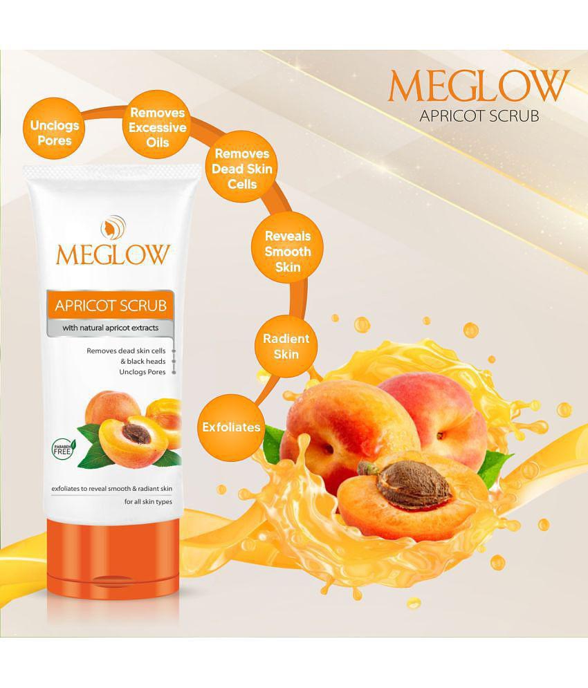 Meglow (2) Gold Bleach Cream 50g with (2) Apricot Scrub 70g Combo- Pack of 4