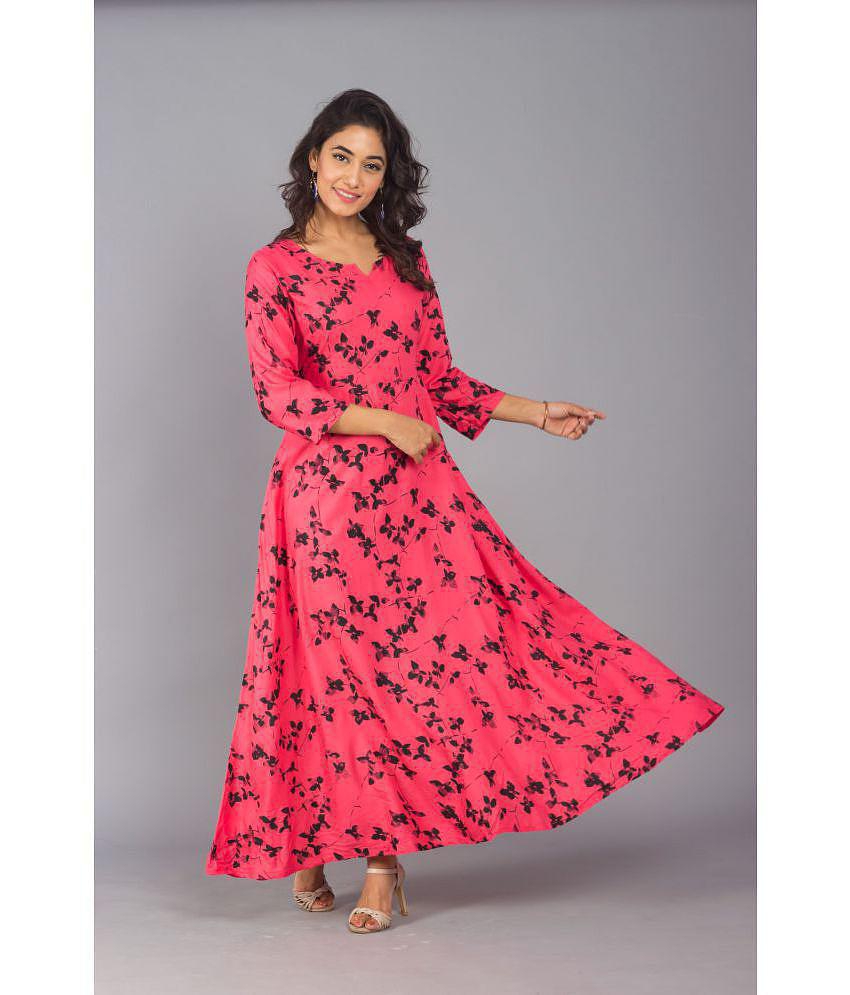 Luxurious Men Frionkandy - Pink Rayon Women's A-line Dress ( Pack of 1 ) - None 2025 at ShopCirc