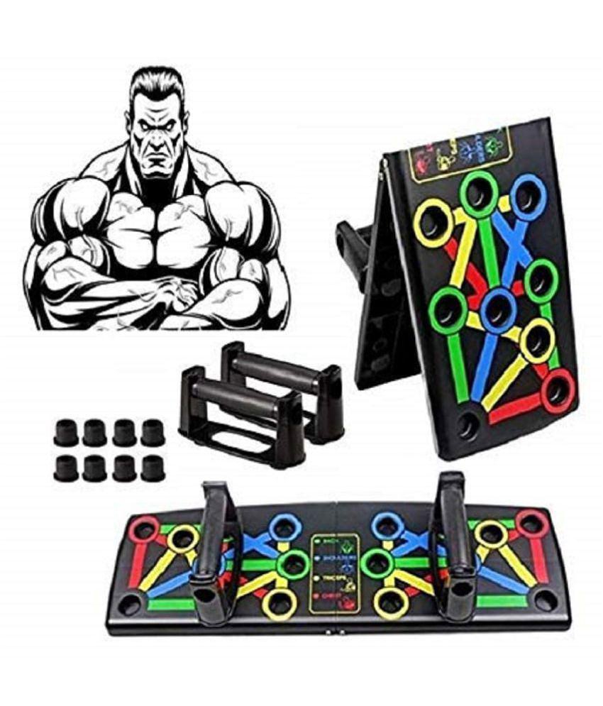 Push Up Board -with 14-in-one Muscle Toning System, Multifunctional Colour Coded Foldable Push up Board for Body - Black