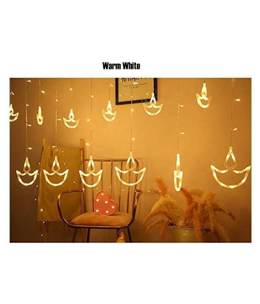 TANZILIGHT Led Diya Light with 12 Diya String Lights - White