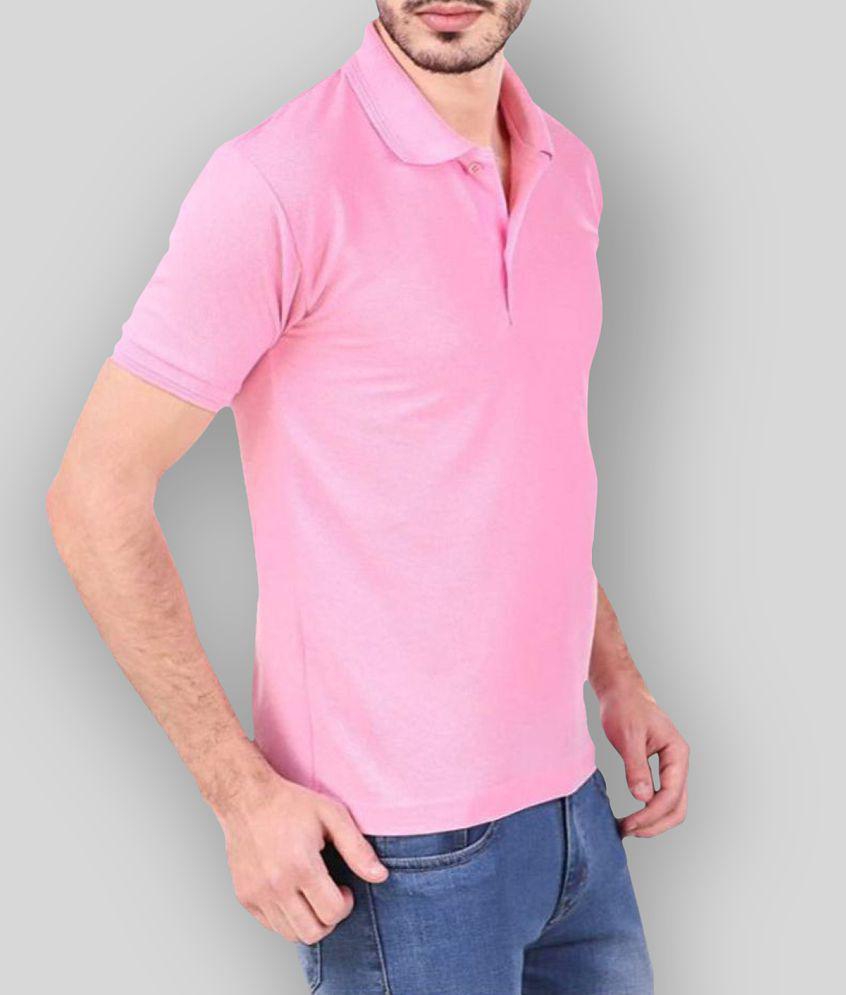 Chic Men SKYRISE - Pink Cotton Blend Slim Fit Mens Polo T Shirt ( Pack of 1 ) - None 2025 at Sho