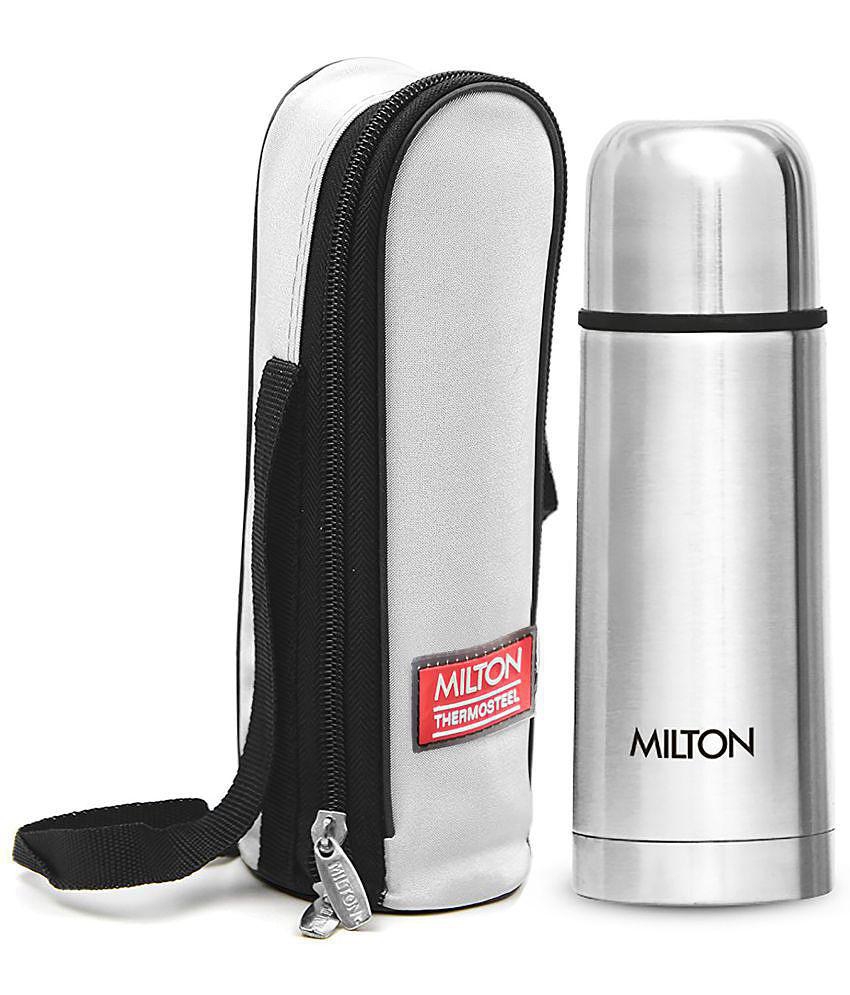 Milton Plain Lid 350 Thermosteel 24 Hours Hot and Cold Water Bottle, 350 ml, Silver - Silver