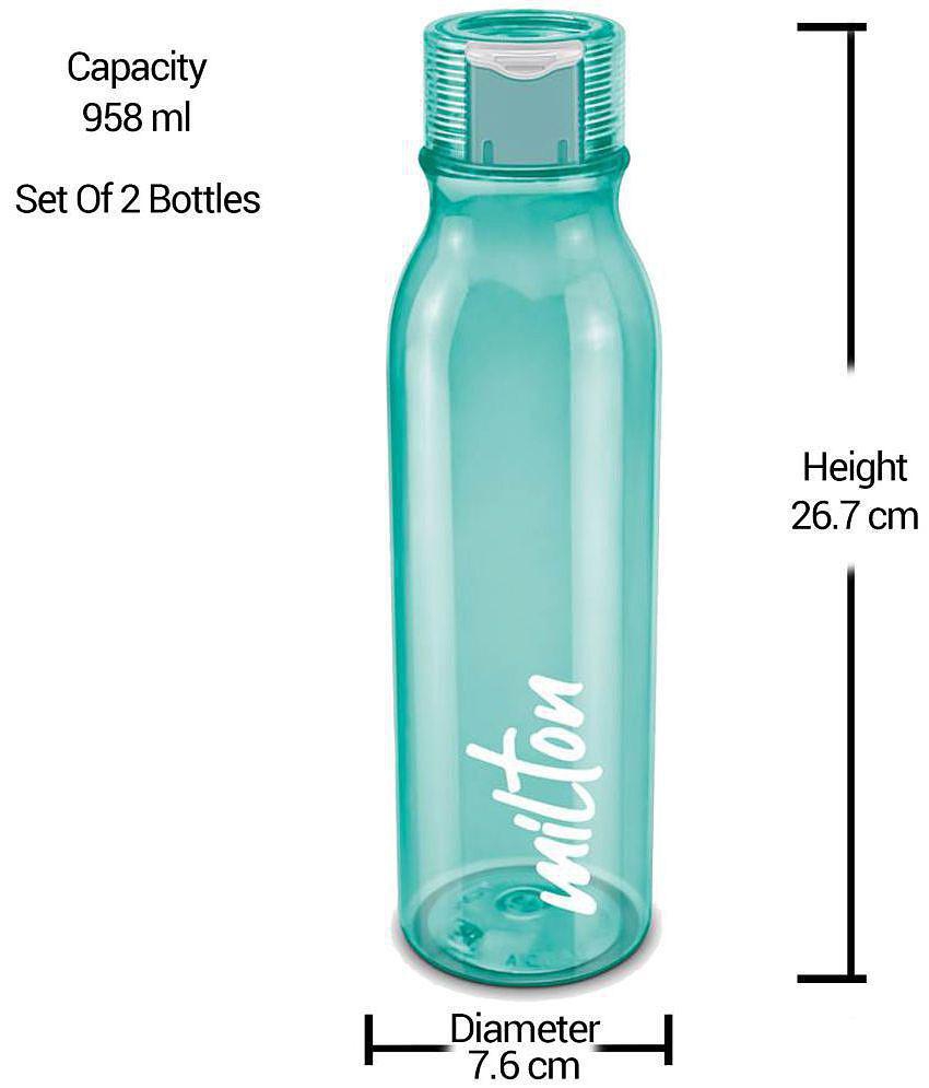 Milton Name Tag Pet Water Bottle, Set of 2, 1 Litre Each, Green - Green