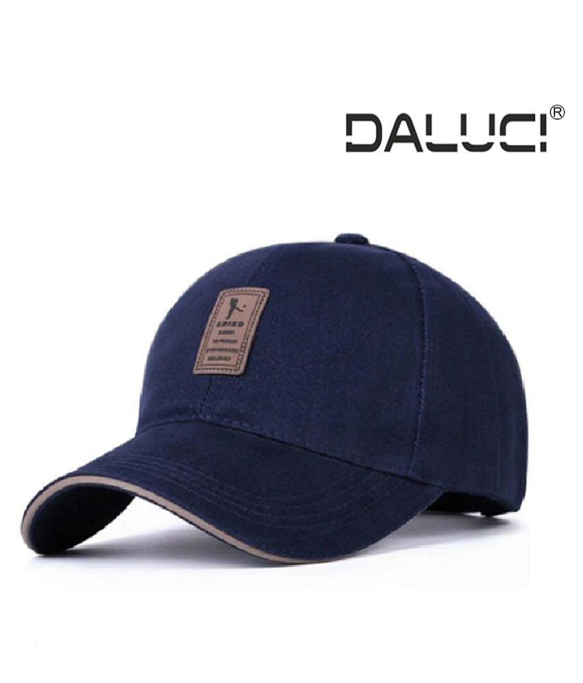 DALUCI Blue Plain Cotton Caps - Blue