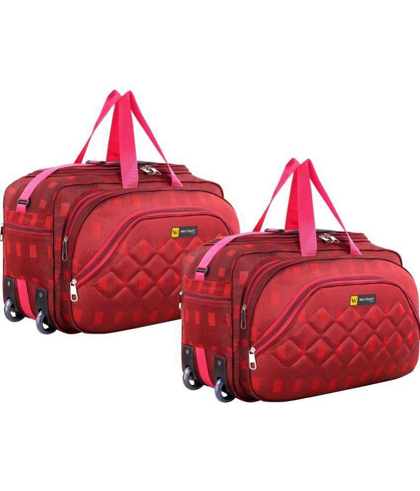 Waycraft - 55 Ltrs Red Polyester Duffle Trolley - L