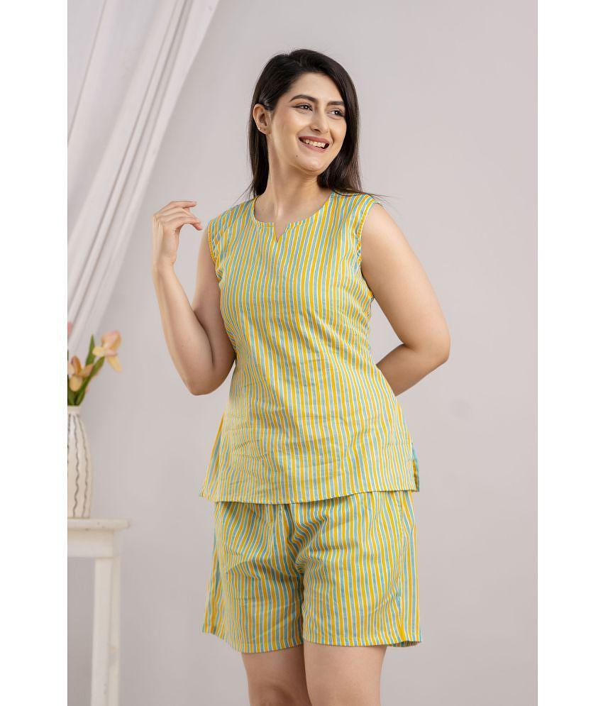 Sophisticated Men Frionkandy Yellow Cotton Womens Nightwear Nightsuit Sets ( Pack of 1 ) - None 