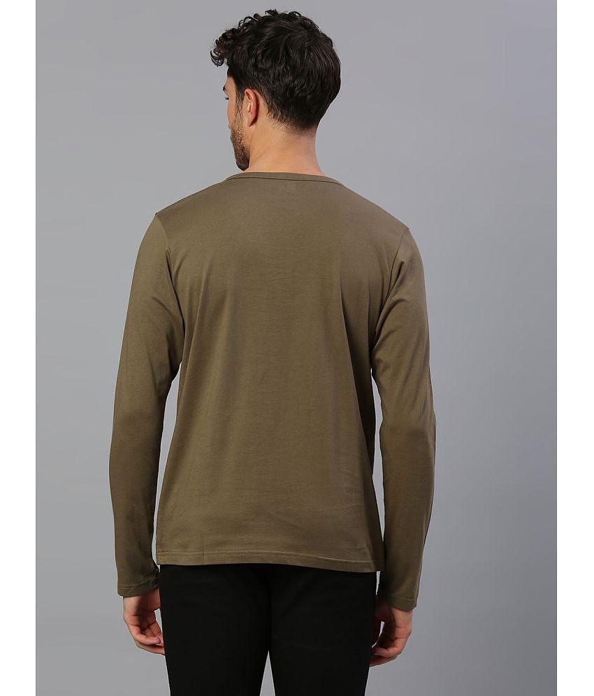 Sophisticated Men Dennis Lingo - Olive 100% Cotton Slim Fit Men's T-Shirt ( Pack of 1 ) - None 2