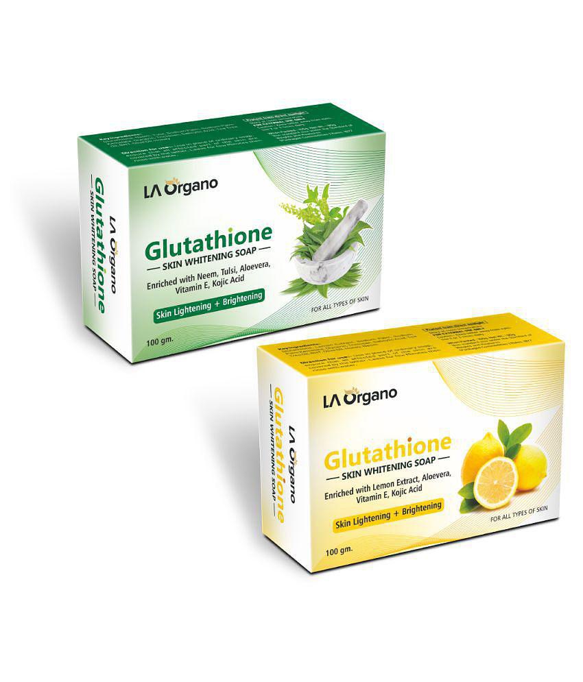 LA ORGANO Glutathione Neem Tulsi & Glutathione Lemon Soap Soap 200 mg Pack of 2