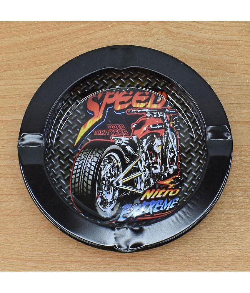 Metal Tin Printed Ashtray for Smokers, Light Weight (9803) - Multi Color