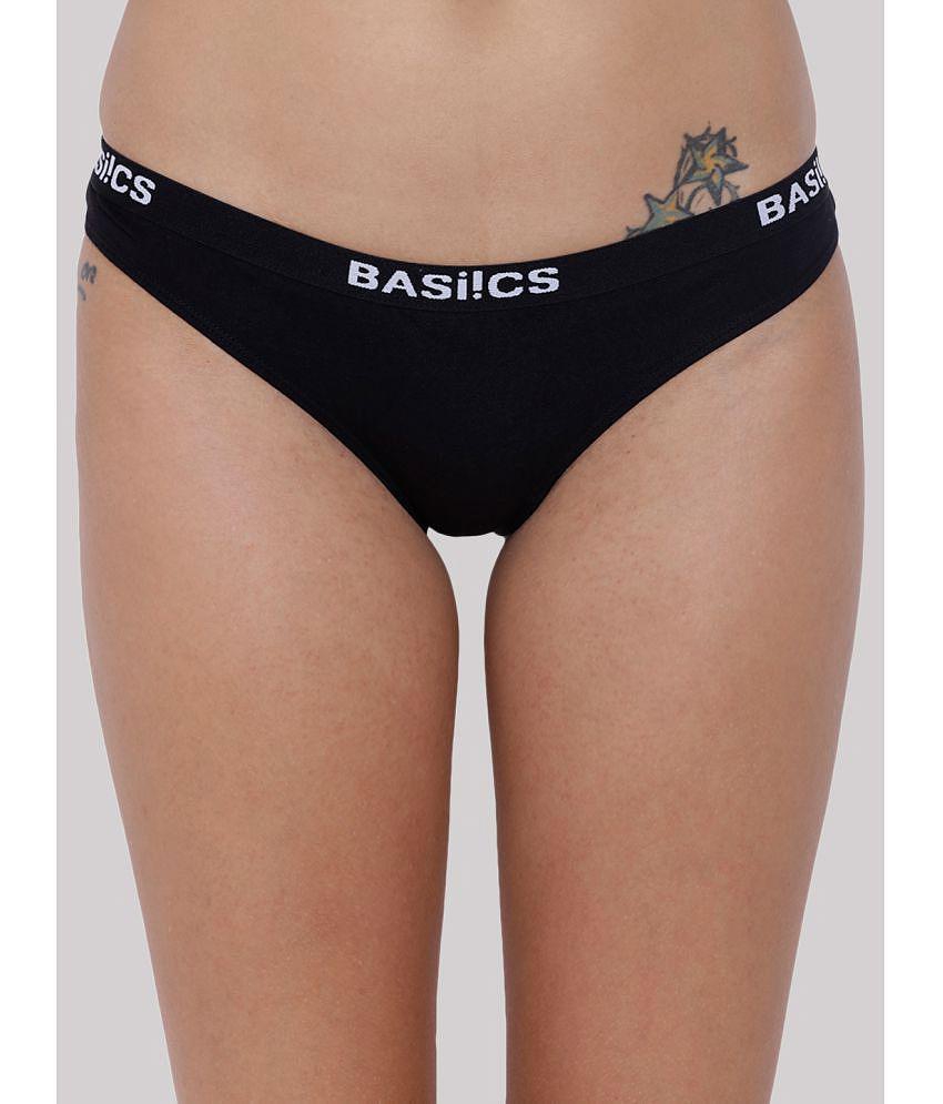 Chic Men BASIICS By La Intimo - Black BCPBR08 Cotton Lycra Solid Women''s Bikini ( Pack of 1 ) -
