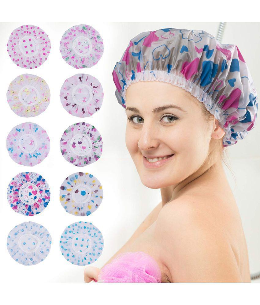 CELIBATE Free Size 3 Shower Cap Multicolored and Multi-Design Pack of 3