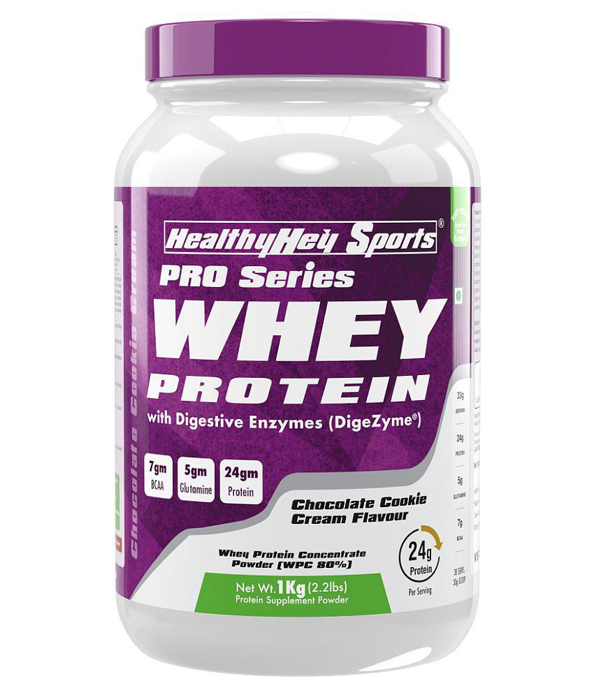 HealthyHey Sports Whey Protein Concentrate with DigeZyme 1 kg Powder