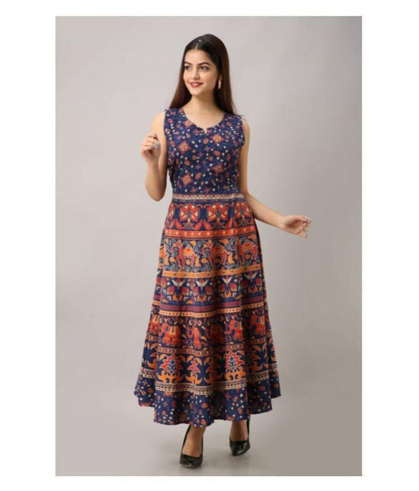 Modern Men Frionkandy Cotton Blue A- line Dress - 2XL 2025 at ShopCircuit | ONDC