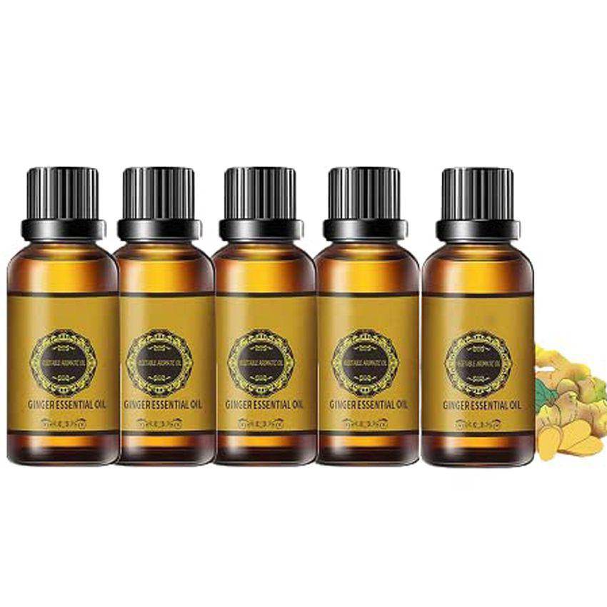 Aromine Belly Fat Ginger Oil 30ml Pack of 5 Bottles- Shaping & Firming Oil 150 mL Pack of 5