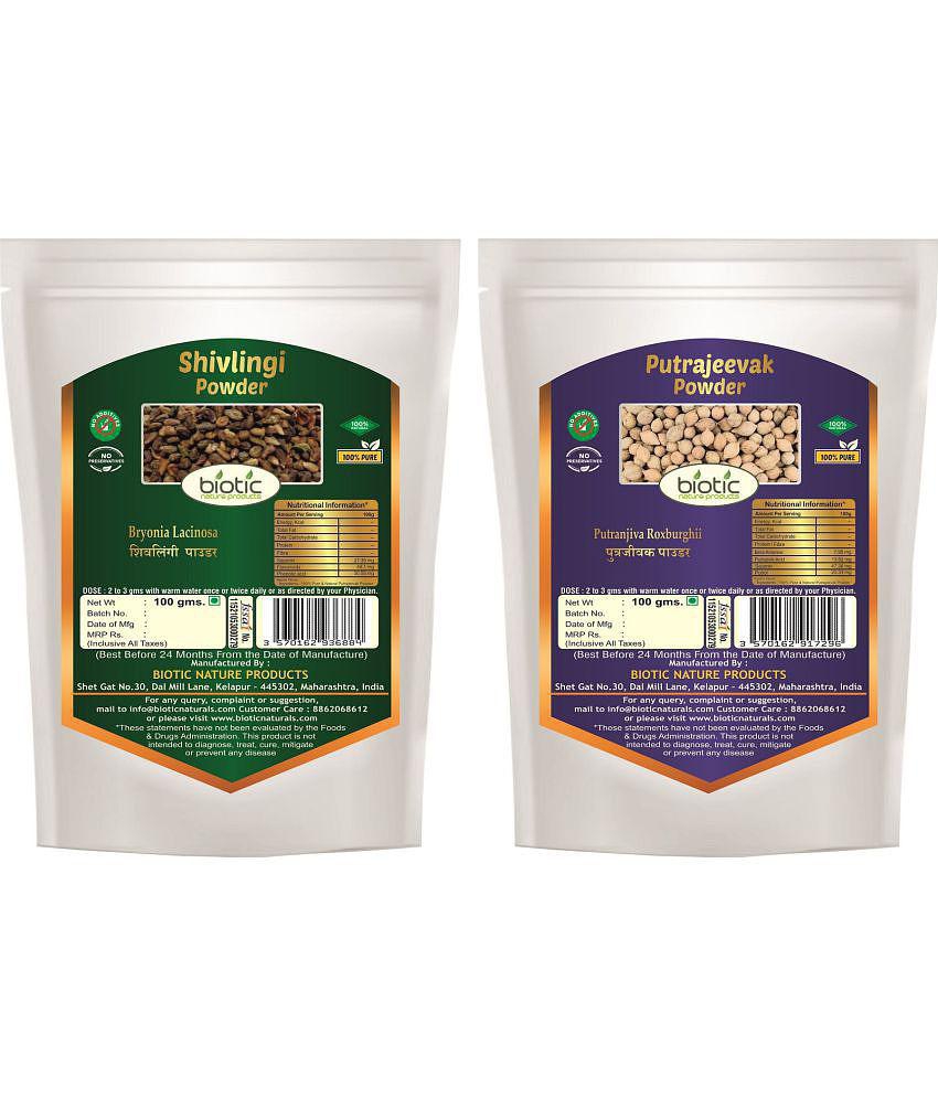 Biotic Shivlingi Seed Powder & Putrajivak Seed Powder 200 gm Pack of 2