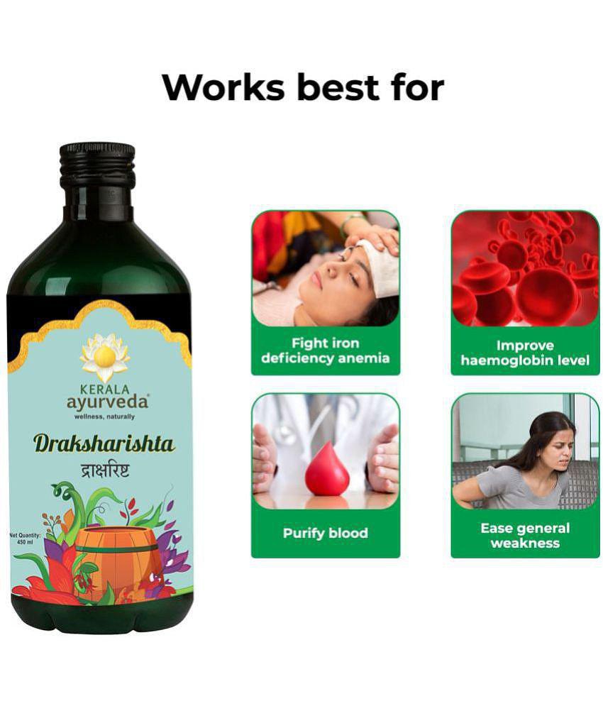 Kerala Ayurveda Draksharishta 450 ml | For Anemia| Non-Constipating Iron Tonic| To Flush Out Blood Impurities| For General Debility