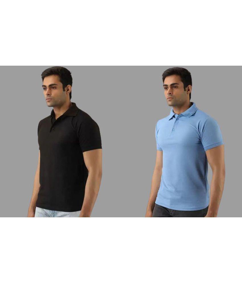 SKYRISE - Multicolor Cotton Blend Slim Fit Men's Polo T Shirt ( Pack of 2 ) - None