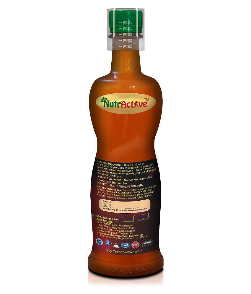 NutrActive Raw, Unfiltered and Unpasteurized Apple Cider Vinegar with 'Mother | Good for Weight Management 750 ml Unflavoured