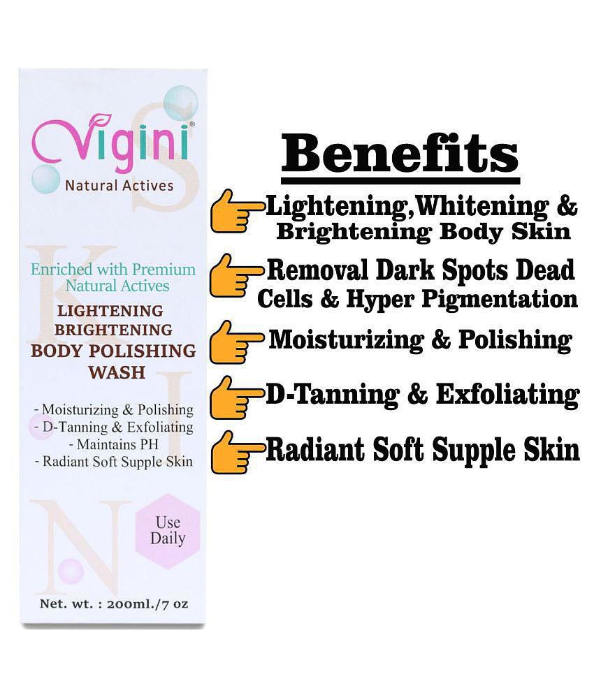 Vigini Skin Whitening Body Polishing Lightening Wash D Tan Coffee, Glutathione Charcoal Soap 200 g