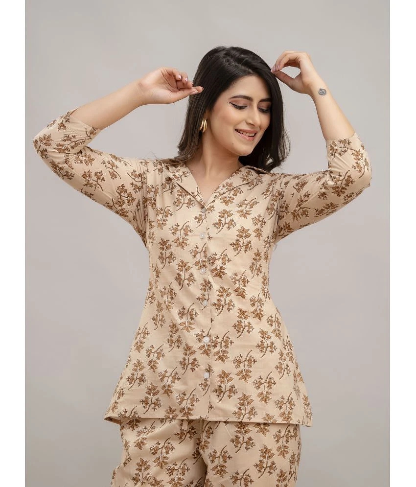 Top Women Frionkandy Beige Printed Pant Top Set - None 2025 at ShopCircuit | ONDC