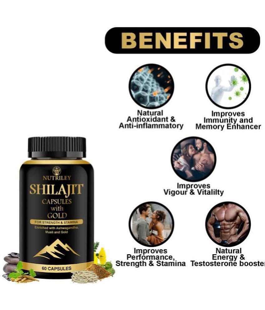 Nutriley Shilajeet Gold Capsules, Pure Shilajit, Original Shilajit, Pure Shilajit Capsule, for Vigour & Vitality, enriched with Shilajit, Hammer Of Thor Original Capsule For Performance Stam