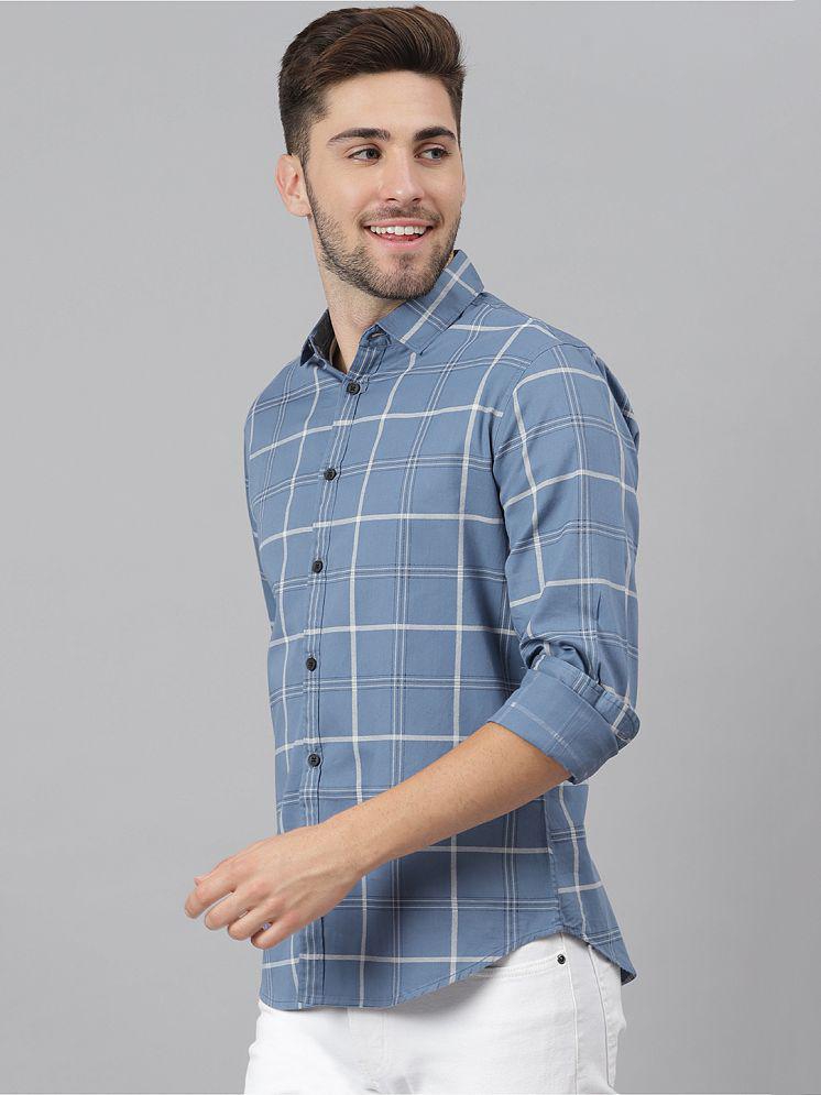 Premium Men Dennis Lingo - Blue 100% Cotton Slim Fit Men's Casual Shirt ( Pack of 1 ) - None 202