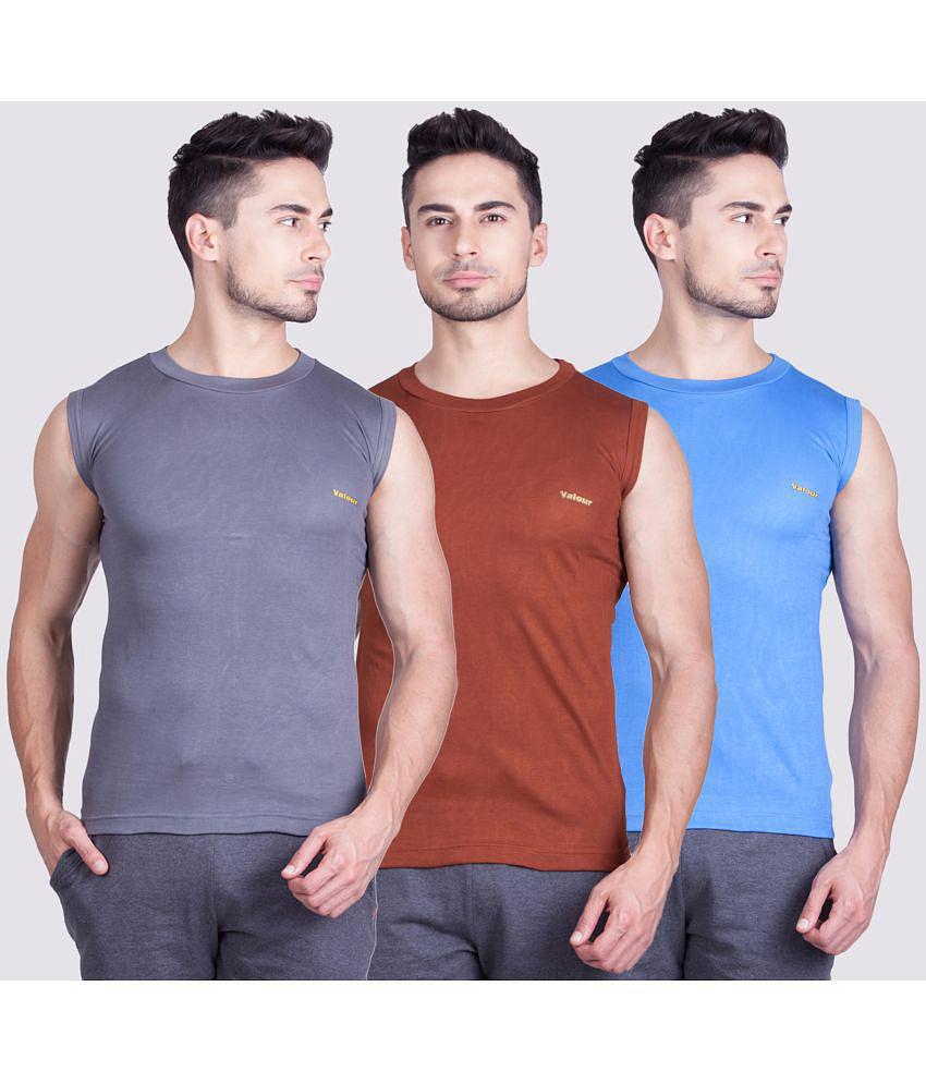 Lux Cozi - Multi Cotton Blend Mens Vest ( Pack of 3 ) - None