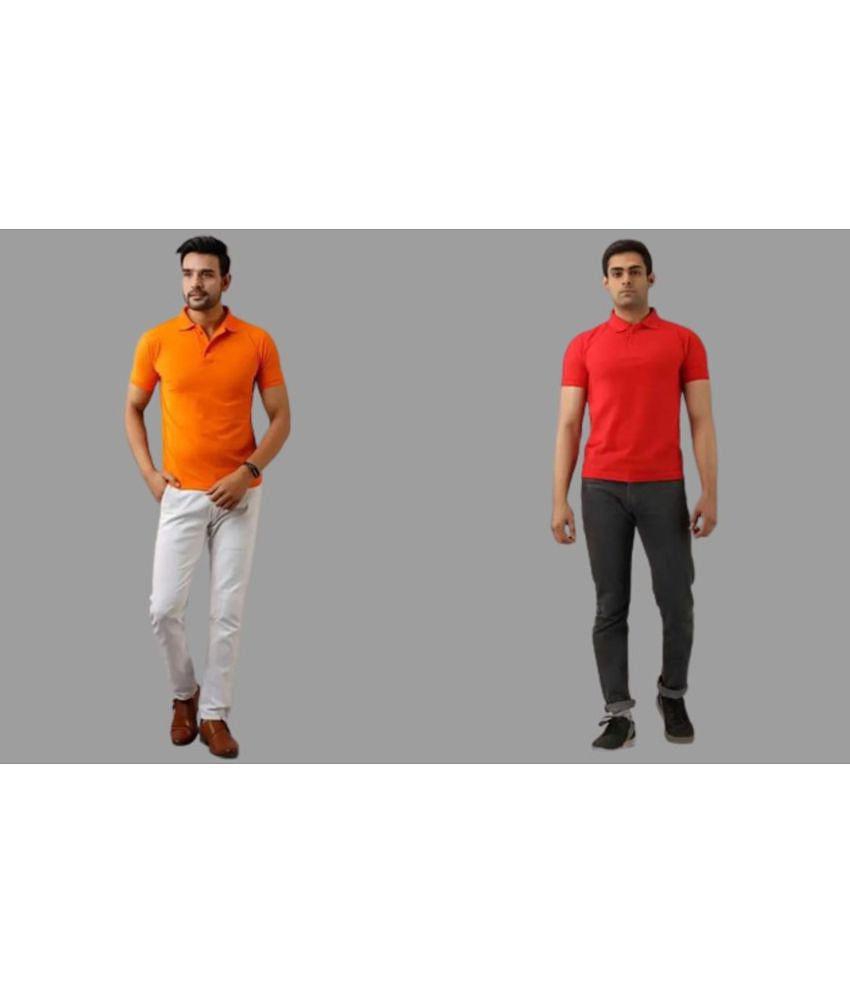 SKYRISE - Multicolor Cotton Blend Slim Fit Men's Polo T Shirt ( Pack of 2 ) - None