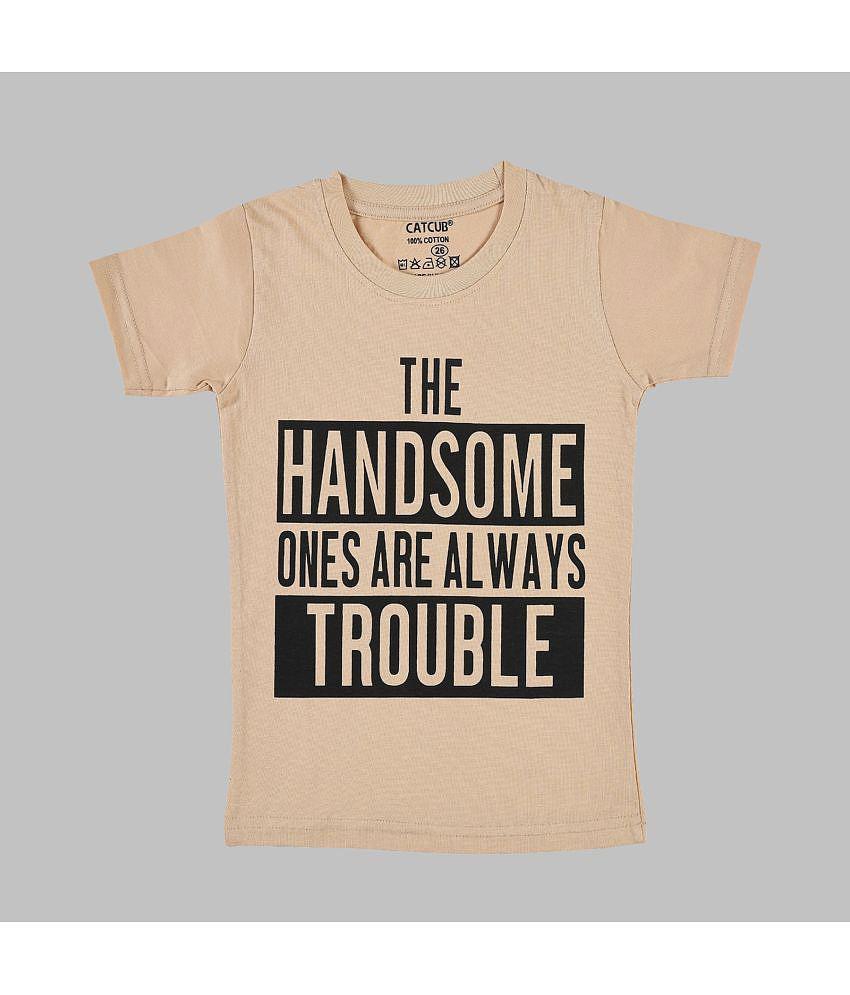 Premium Men CATCUB - Beige Cotton Blend Boys T-Shirt ( Pack of 1 ) - None 2025 at ShopCircuit | 