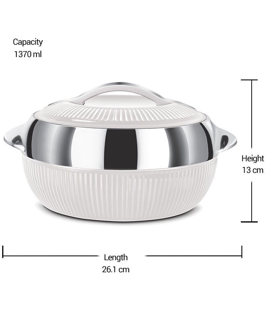 Milton Fiesta 1000 Insulated Inner Stainless Steel Casserole, 830 ml, White Silver - White