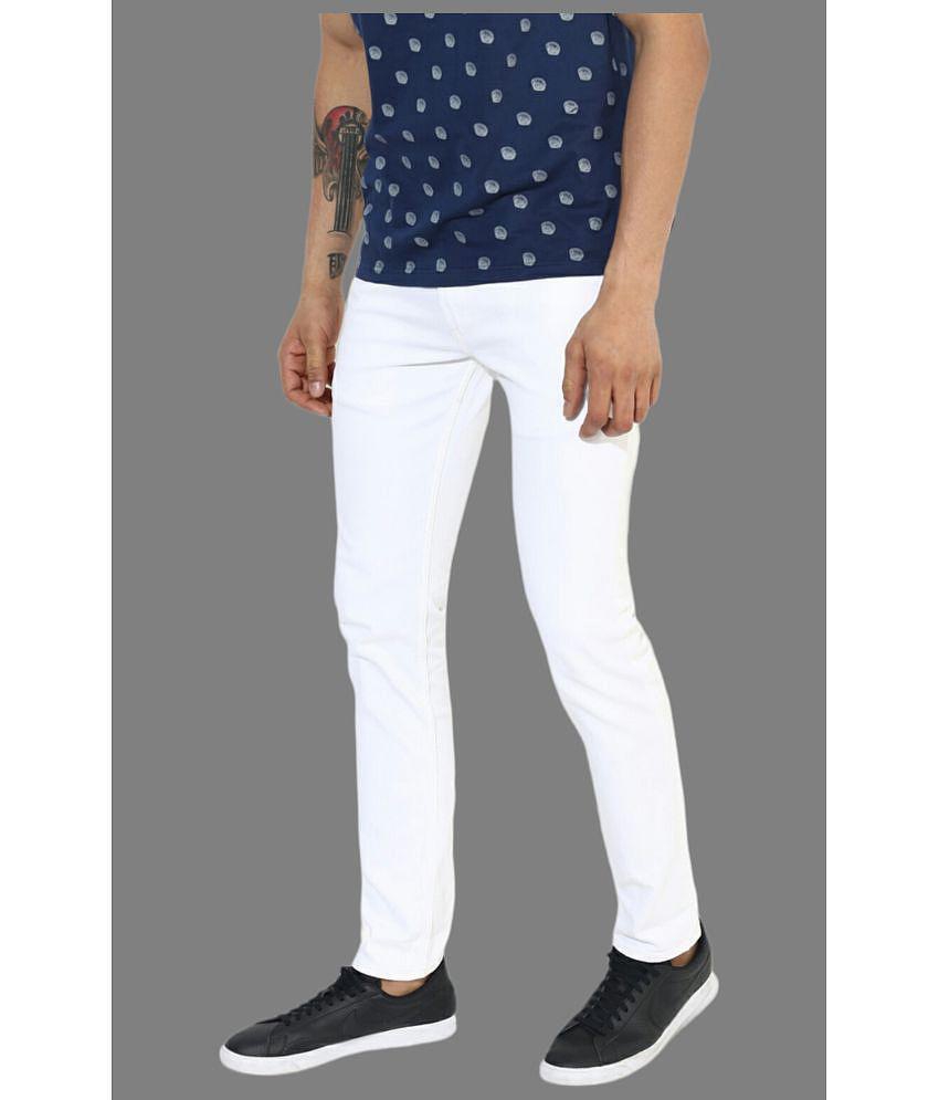 HALOGEN - White Denim Skinny Fit Men's Jeans ( Pack of 1 ) - None