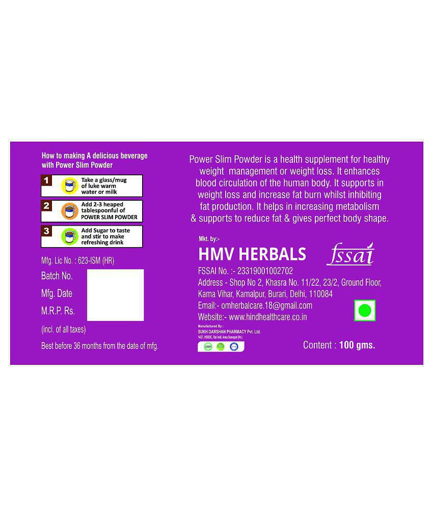 HMV Herbals Power Slim- Herbal Fat Loss Vanilla Powder 400 gm Pack Of 4