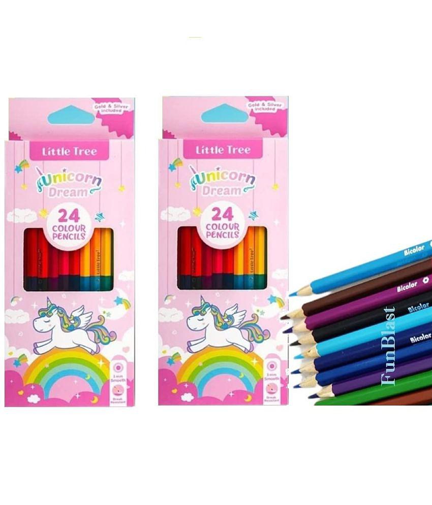 FunBlast Colour Pencil Set for Kids â?? Double Sided 24 Pcs Colouring Pencils, Pencil Color for Artist, Beginners and Stationary Gift for Kids, Drawing Colours for Kids