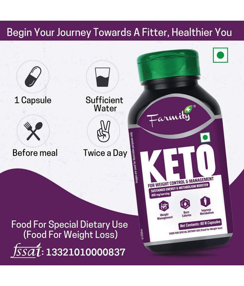 Farmity Keto Advanced Weight Loss Supplement With CLA 800Mg - 60 Capsules | Supports Metabolic Rate, Ketosis