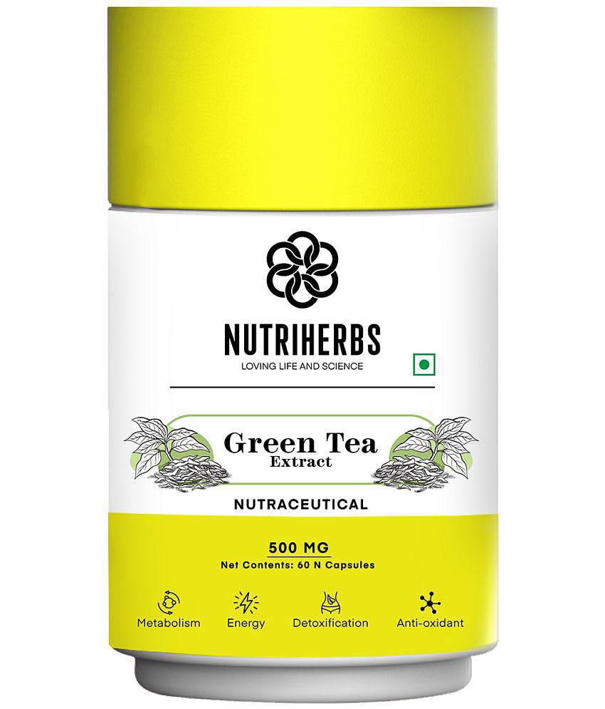 Nutriherbs Green Tea Extract 500mg Antioxidant Supplement -  60 Capsules | For Weight Management 